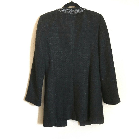 Zara NWT Women's Tweed Coat Mid Length Black Chain Jacket Runs M - Picture 2 of 7